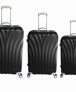 3 Piece Travel Luggage Set with Wheels - Black