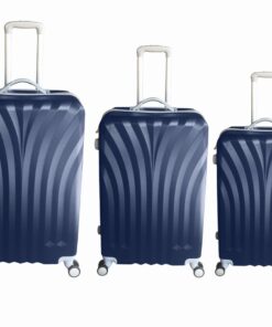 3 Piece Travel Luggage Set with Wheels - Navy Blue