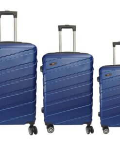 3 Piece Travel Suitcase, Sizes 27'' 23'' 19'', Hard Shell With Combo Lock - Blue Dark