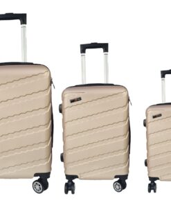 3 Piece Travel Suitcase, Sizes 27'' 23'' 19'', Hard Shell With Combo Lock - Gloden