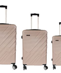 3 Piece Travel Suitcase, Sizes 28'' 24'' 20'', Hard Shell With Combo Lock - Gold
