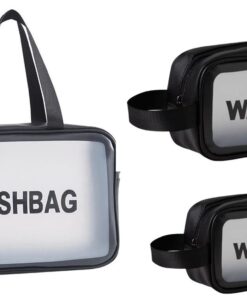 3 Piece Waterproof Toiletry Bag with Handle - Easy Trade - Black