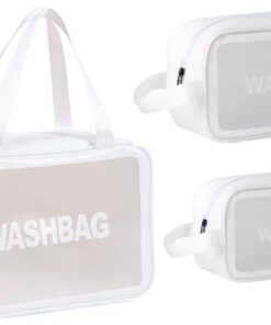 3 Piece Waterproof Toiletry Bag with Handle - Easy Trade - White