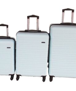 3-Piece White ABS Luggage Set with Spinner Wheels and Nested Design
