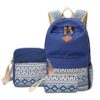 3 Pieces Printing Fashion Backpack for Teens & Girls - Navy Blue