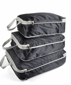 3 Pieces Travel Storage Bag Compressible Packing Cubes - Black