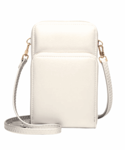 3-Pocket Crossbody Bag with Gold Zip & Strap - Ivory