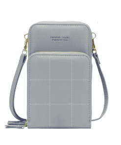 3-Pocket Crossbody Bag with Stitch Detail - Grey