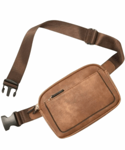 3-Pocket Faux Leather Chest & Bum Bag - Tan