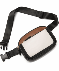 3-Pocket Faux Leather Chest & Bum Bag - White & Black