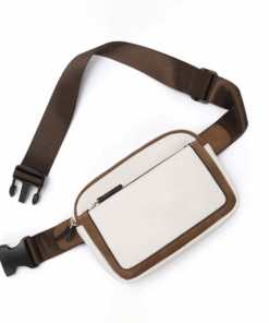 3-Pocket Faux Leather Chest & Bum Bag - White & Tan