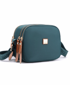 3-Pocket Nylon Crossbody/Shoulder Bag - Green