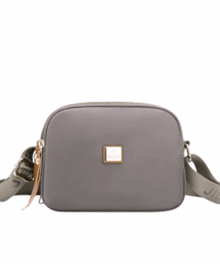 3-Pocket Nylon Crossbody/Shoulder Bag - Grey