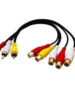 3 RCA Male Jack to 6 RCA Female Plug Spliter Audio Video AV Cable