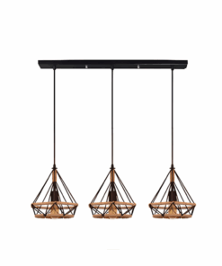 3 Vintage Shade Cage Pendant Lights
