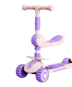 3 Wheel Foldable Meter High Skate Scooter with PU Led Wheels - Seat N Slide - Pink