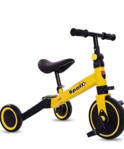 3 Wheeled Multi-Functional Kids Balance Tricycle - Yellow