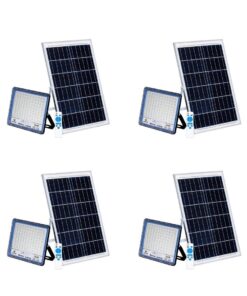 300W LED Solar Flood Lamp with Solar panel & Smart Remote - 4 Pack