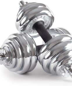 30KG Adjustable Chrome Dumbbell Set (Silver) 15KG Pair