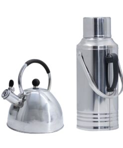 3.2L Steel Glass-Inner Vacuum Insulated Flask and 3L Stovetop Whisting Kettle