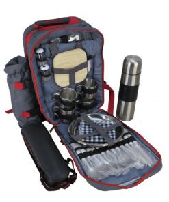 32Piece Picnic Dining Backpack for 4 with Plates Cutlery Power Flask & Cups