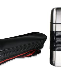 350mlDouble Wall Hot & Cold Bullet Flask with NonSlip Rubber Grip & Pouch