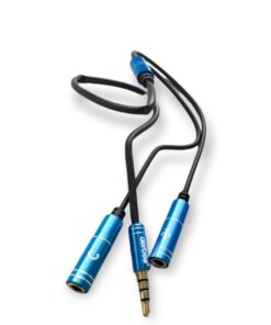 3.5mm Male Jack To Earphone And Microphone Female- Blue
