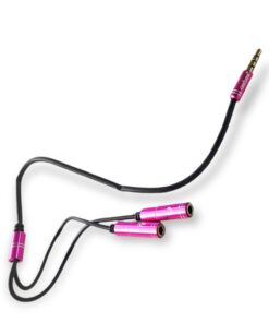 3.5mm Male Jack To Earphone And Microphone Female- Pink