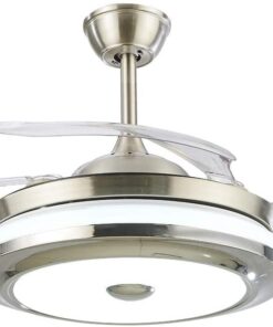 36 Inch Modern Ceiling Light with Fans Remote Control Retractable Blades