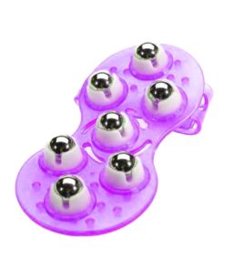 360 Degrees Rotation 7 Stainless Steel Rolling Ball Massager Glove - Purple
