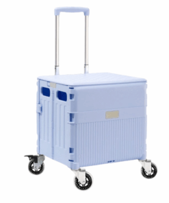 360 Rotate Foldable Camping Storage Box on Wheels Heavy-duty Storage Cart - Blue