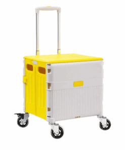 360 Rotate Foldable Camping Storage Box on Wheels Heavy-duty Storage Cart - Yellow