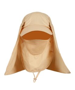 360 UV Protection Sun Cap, 3 in 1 Multipurpose Hat, Wide Brim Sun Visor - Light Brown