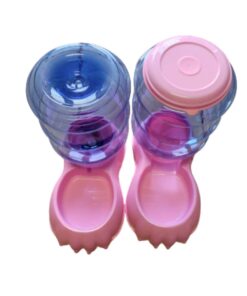 3.8L Dog Bowl Water Dispenser Pet Automatic Feeder Cat Basin Dog Food Combo - Pink