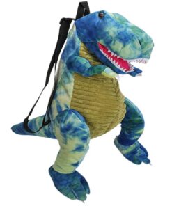 3D Cartoon Dinosaur Kids Plush Backpack Children Animal Print Bag Boy Girl - T-Rex Blue