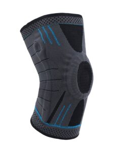 3D Knee Compression Sleeve Brace with Silicone Pad (Size:L) - Black & Blue