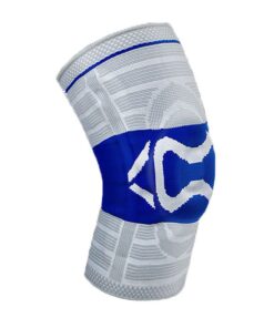 3D Knee Compression Sleeve with Silicone Pad (Size:L) - White & Blue