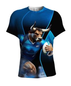 3D Sublimation Printed Blue Bulls Supporters T-Shirt - 3XL