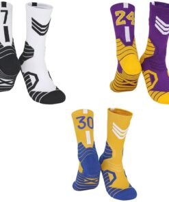 3x Compression Sports Socks Professional Basketball Socks Impact Protection - Blue30 + Purple24 + White7