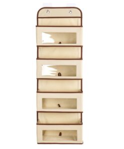 4 Big Pockets Over The Door Hanging Organizer Storage with Clear Windows - Brown