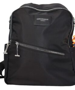 4 Compartment Ladies Backpack With Pendant - Black