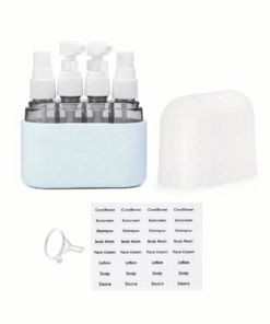 4-in-1 Leak-Proof Travel Bottle Set with Labels & Funnel - Blue