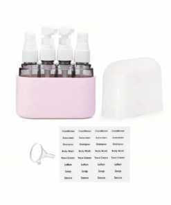 4-in-1 Leak-Proof Travel Bottle Set with Labels & Funnel - Pink