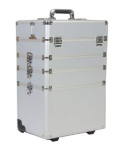 4 in 1 Professional Makeup Cases Cosmetics Trolley Bag in Silver