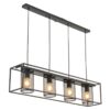 4 Light Indoor Metal Black and Mesh Finish Pendant Lamp