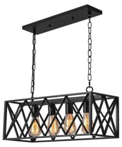 4-Light Vintage Industrial Metal Cage Pendant Light