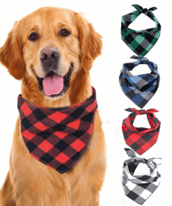 4 Pack Dog Bandanas Plaid Scarf for Small Medium Dog Cat Pet