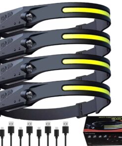 4 Pack Multi-function LED Rechargeable Head Lamp with Motion Sensor