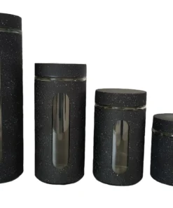 4 Piece Black Canister Set