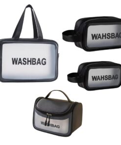 4 Piece Waterproof Toiletry Bag with Handle - Easy Trade - Black